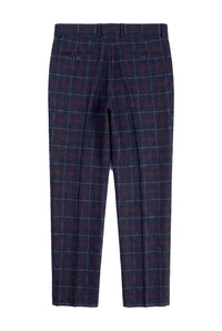 Rover - Men's Blue Wedding Trousers Tweed Check
