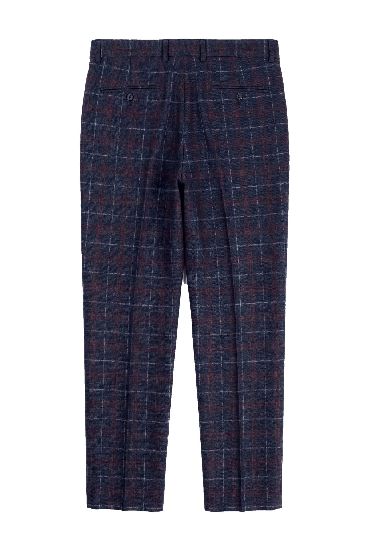 Rover - Men's Blue Wedding Trousers Tweed Check