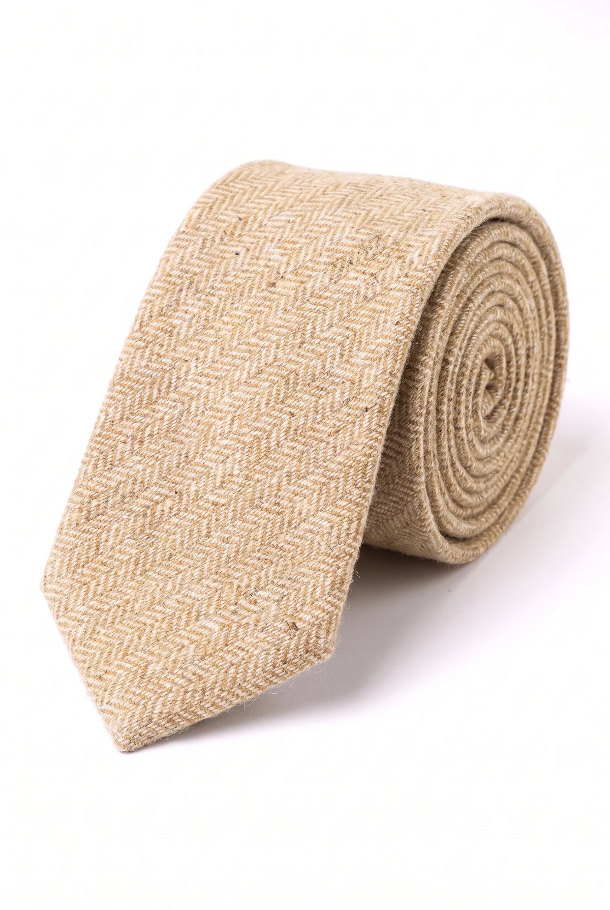 Men’s Cream Wool Blend Tweed Tie