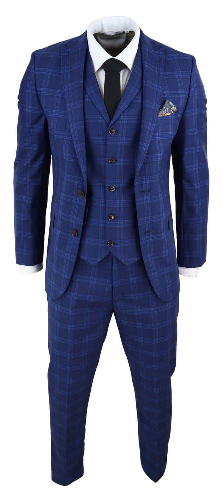 Mens Dark Blue Check Suit: Buy Online - Happy Gentleman