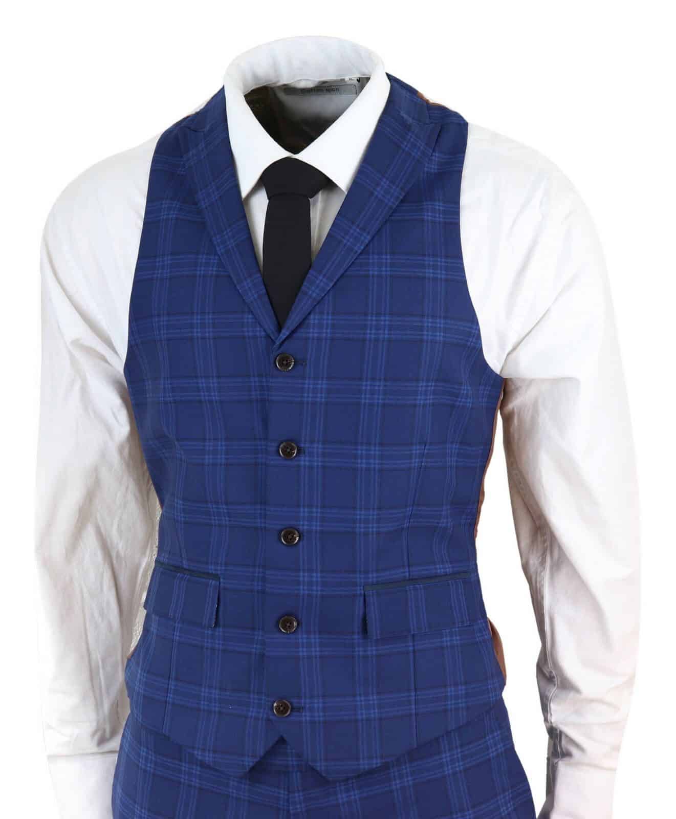 Mens Dark Blue Check Suit: Buy Online - Happy Gentleman