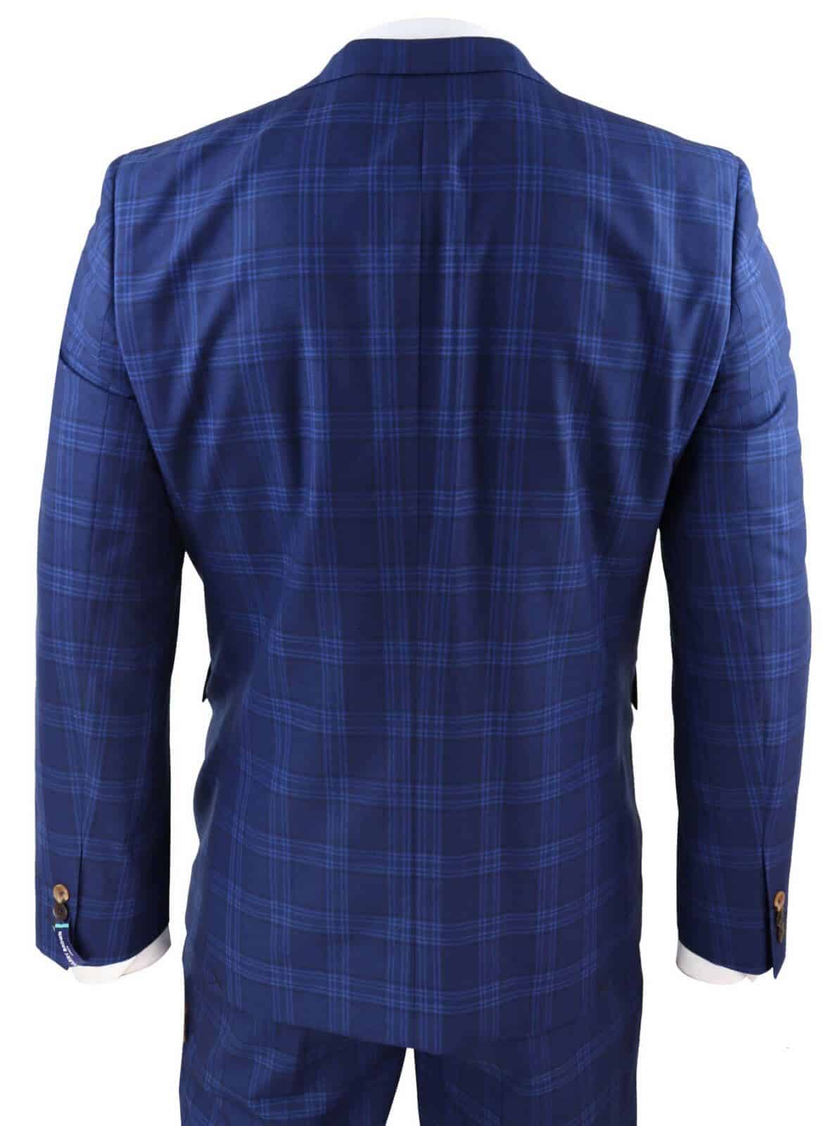 スーツ 5351 LUXURY CHECK TAILORED SETUP 46 Mens Dark Blue Check Suit: Buy Online - Happy Gentleman