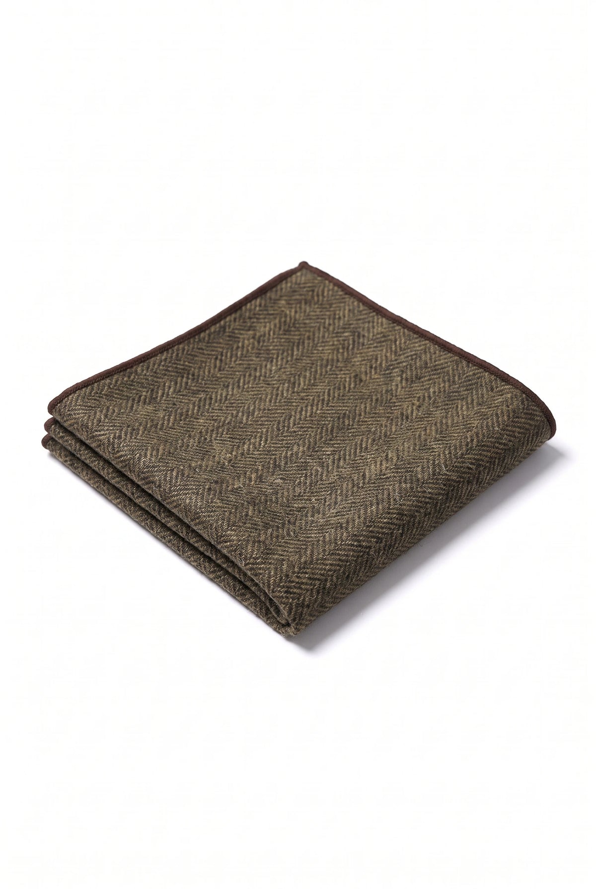 Men’s Dark Brown Tweed Wool Blend Pocket Square