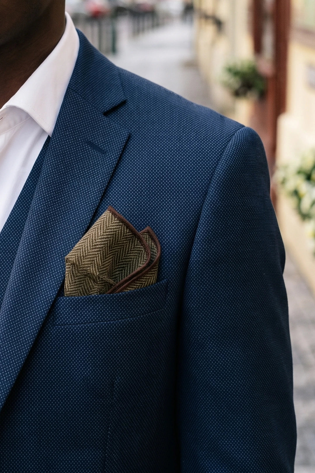 Men’s Dark Brown Tweed Wool Blend Pocket Square