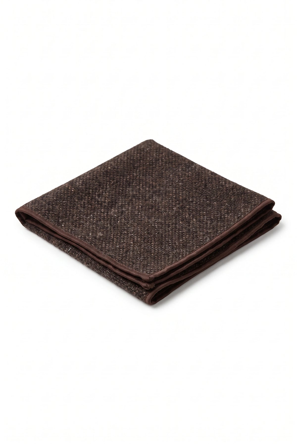 Men’s Dark Brown Tweed Wool Blend Pocket Square