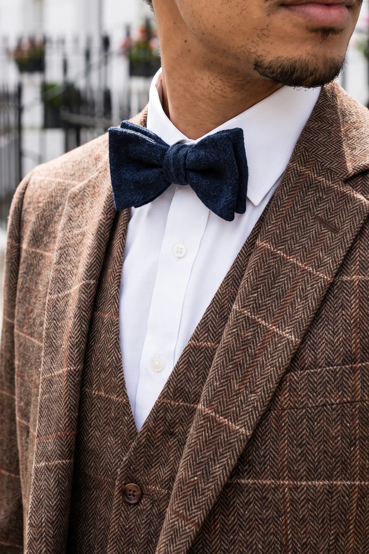 Men’s Dark Navy Wool Flannel Bow Tie