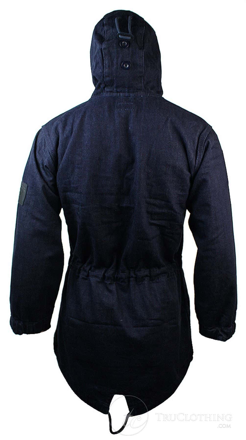 Mens Denim Overcoat Hooded Jeans Jacket Fleece Lined 3/4 Trench