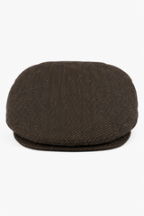Men's Flat Cap Wool Herringbone Brown Tweed Classic 1920s Unisex Del Boy