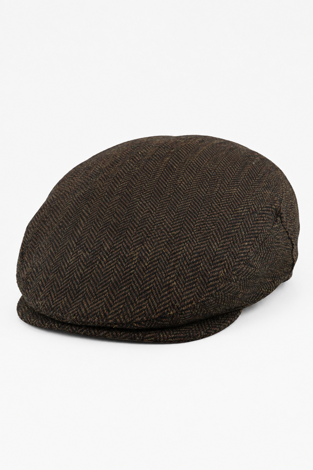 Men's Flat Cap Wool Herringbone Brown Tweed Classic 1920s Unisex Del Boy