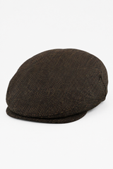 Men's Flat Cap Wool Herringbone Brown Tweed Classic 1920s Unisex Del Boy