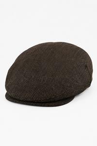 Men's Flat Cap Wool Herringbone Brown Tweed Classic 1920s Unisex Del Boy