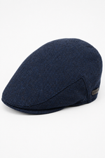 Men's Flat Cap Wool Herringbone Navy Tweed Classic 1920s Unisex Del Boy