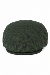 Men's Flat Cap Wool Herringbone Olive Tweed Classic 1920s Unisex Del Boy
