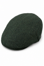 Men's Flat Cap Wool Herringbone Olive Tweed Classic 1920s Unisex Del Boy