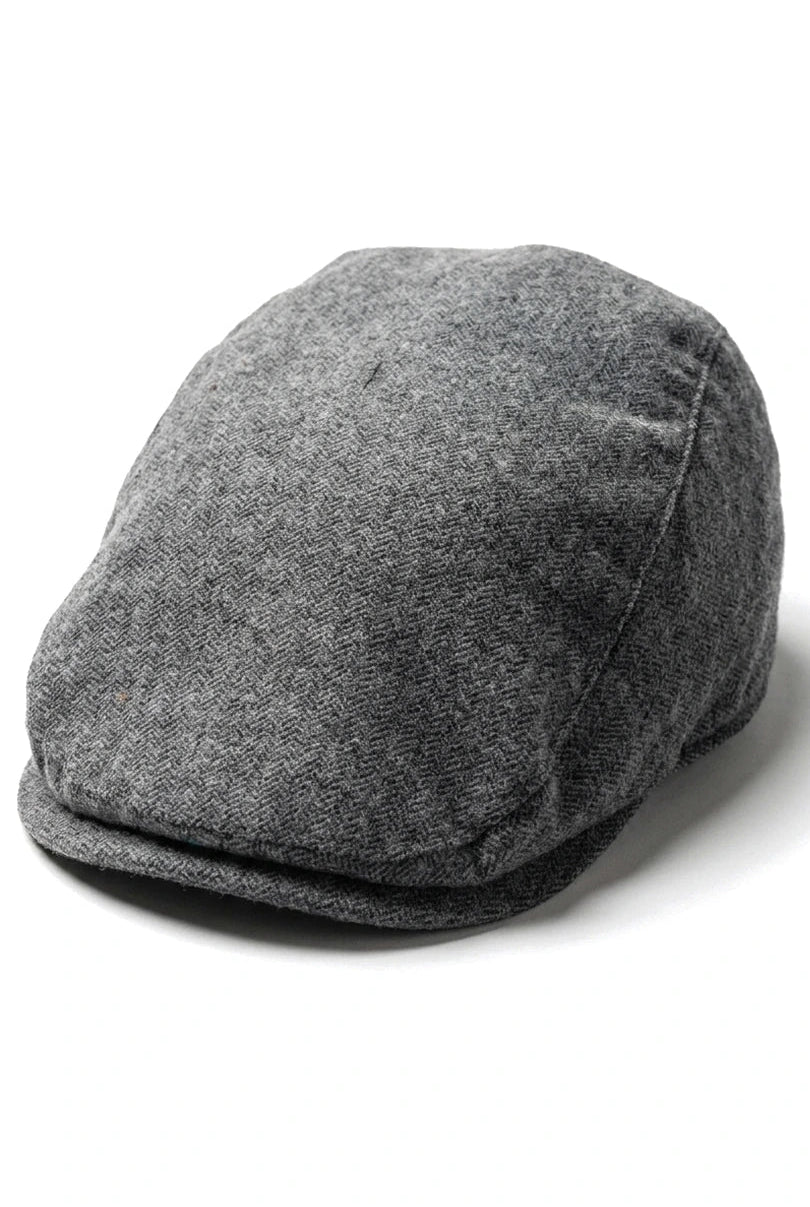 Mens Flatcap Hat Baker Boy 8 Panel Grandad Tweed Herringbone Grey Vintage