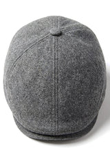 Mens Flatcap Hat Baker Boy 8 Panel Grandad Tweed Herringbone Grey Vintage