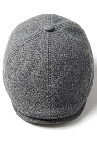Mens Flatcap Hat Baker Boy 8 Panel Grandad Tweed Herringbone Grey Vintage