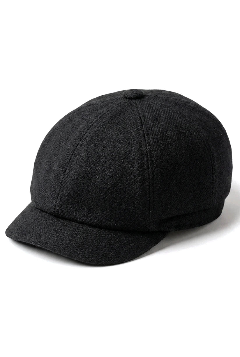 Mens Grandad Baker Flat Black Cap 8 Panel Tweed Vintage Classic Smart Casual 1920s
