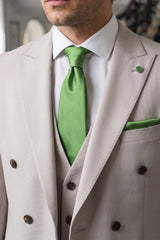 Men’s Green Tie Set with Matching Pocket Square and Cufflinks