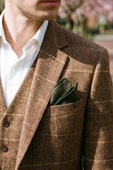 Men’s Green Tweed Wool Blend Pocket Square