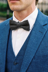 Men’s Grey Tweed Wool Blend Bow Tie