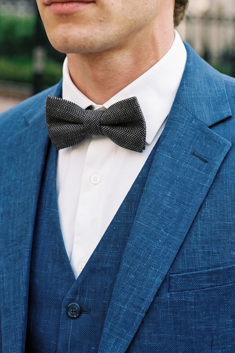 Men’s Grey Tweed Wool Blend Bow Tie