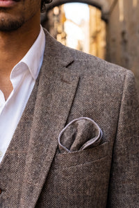 Men’s Grey Tweed Wool Blend Pocket Square