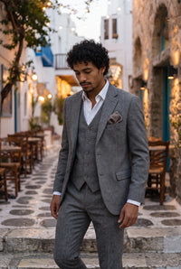 Men’s Grey Tweed Wool Blend Pocket Square