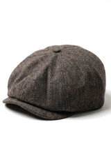 Men's Herringbone Newsboy Classic Flat Cap - Brown
