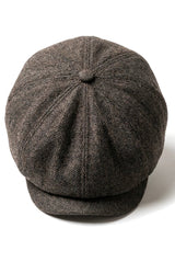 Men's Herringbone Newsboy Classic Flat Cap - Brown
