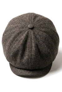 Men's Herringbone Newsboy Classic Flat Cap - Brown