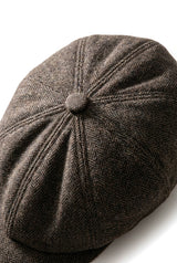 Men's Herringbone Newsboy Classic Flat Cap - Brown