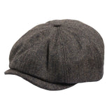 Men's Herringbone Newsboy Classic Flat Cap - Brown