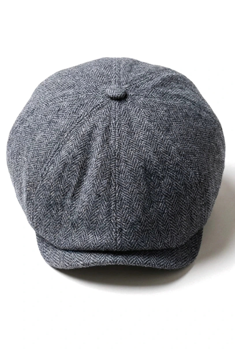 Men's Herringbone Newsboy Classic Flat Cap - Grey