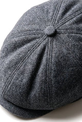 Men's Herringbone Newsboy Classic Flat Cap - Grey