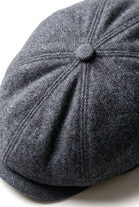 Men's Herringbone Newsboy Classic Flat Cap - Grey
