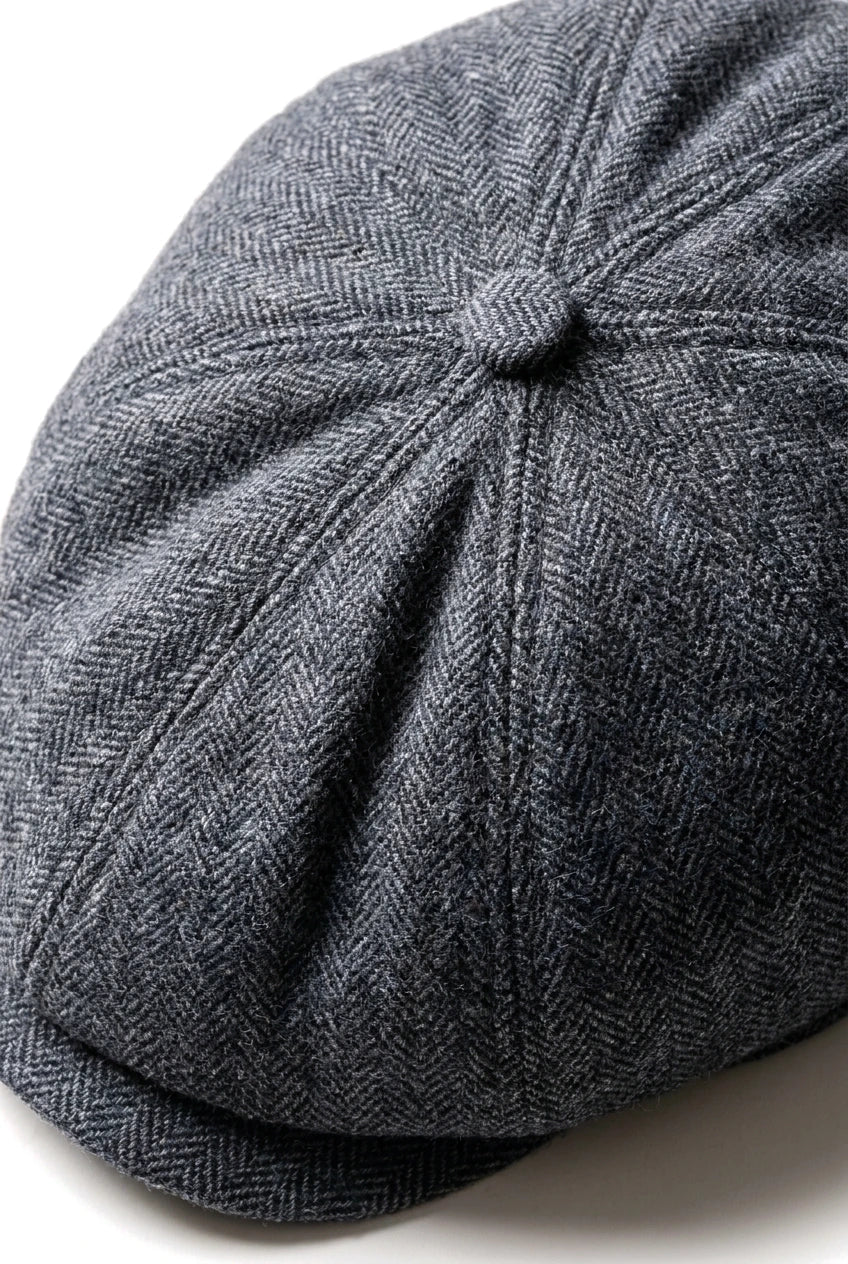 Men's Herringbone Newsboy Classic Flat Cap - Grey
