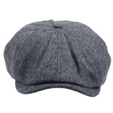 Men's Herringbone Newsboy Classic Flat Cap - Grey