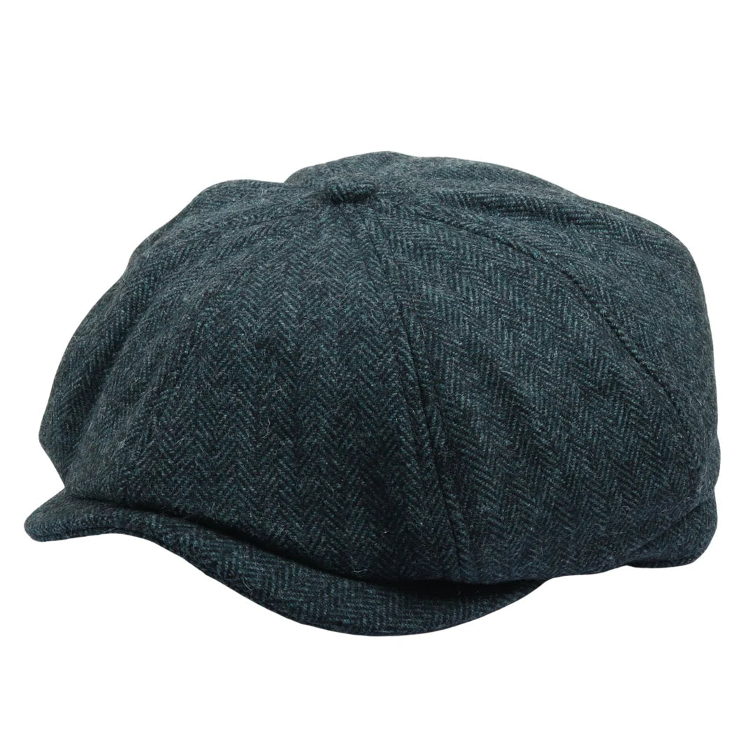 Men's Herringbone Newsboy Classic Flat Cap - Olive