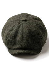 Men's Herringbone Newsboy Classic Flat Cap - Olive
