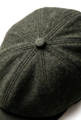 Men's Herringbone Newsboy Classic Flat Cap - Olive