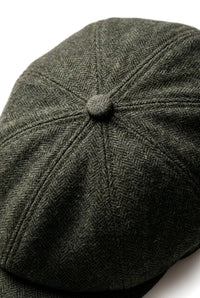 Men's Herringbone Newsboy Classic Flat Cap - Olive