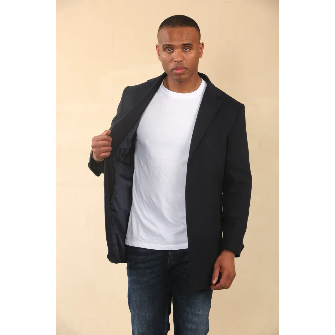 Men's Hooded Wool Blend Classic Overcoat