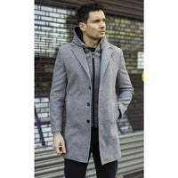 Men's Hooded Wool Blend Classic Overcoat