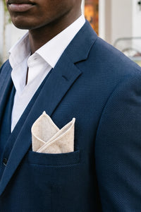 Men’s Ivory Tweed Wool Blend Pocket Square