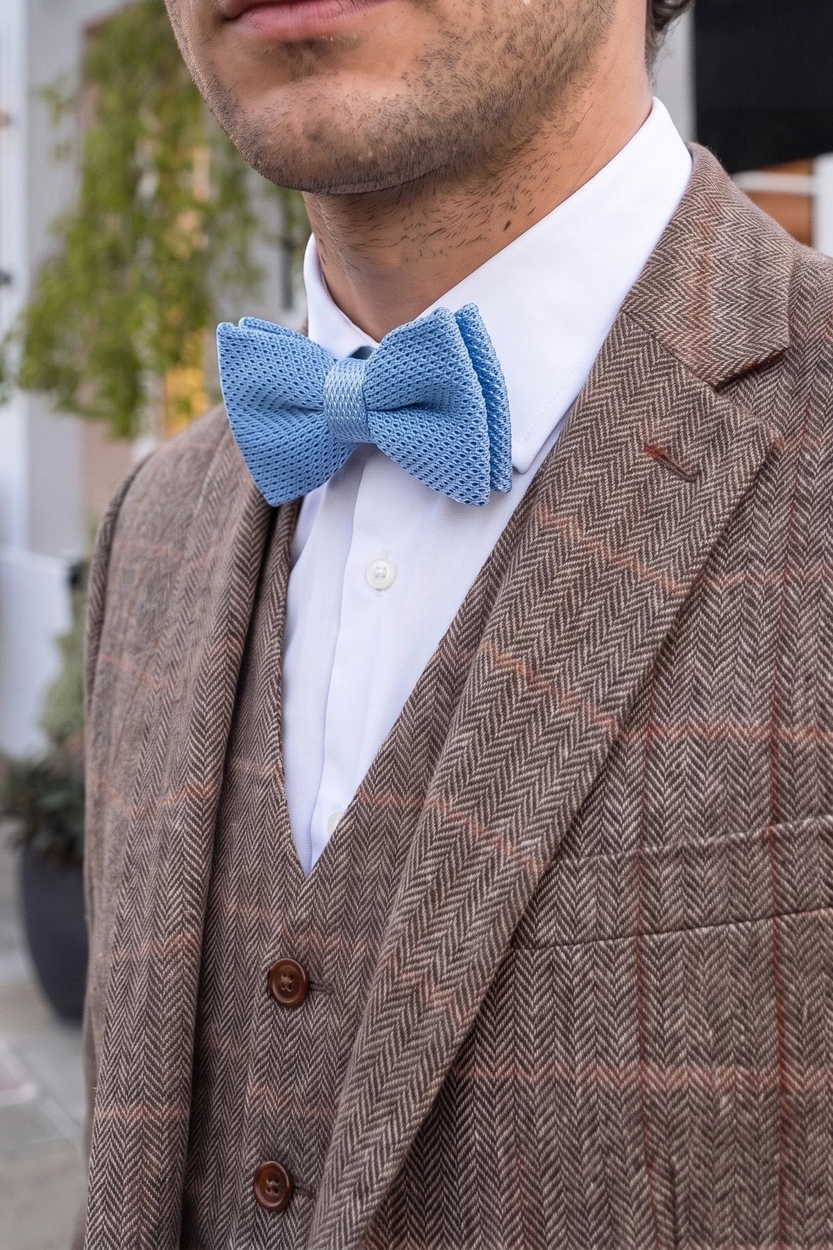 Men’s Light Blue Knitted Bow Tie