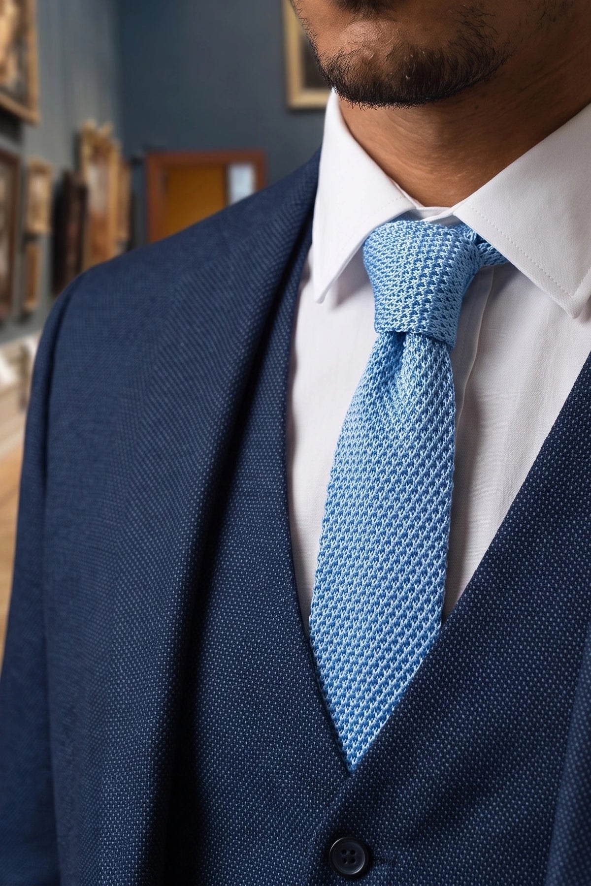 Men’s Light Blue Knitted Tie