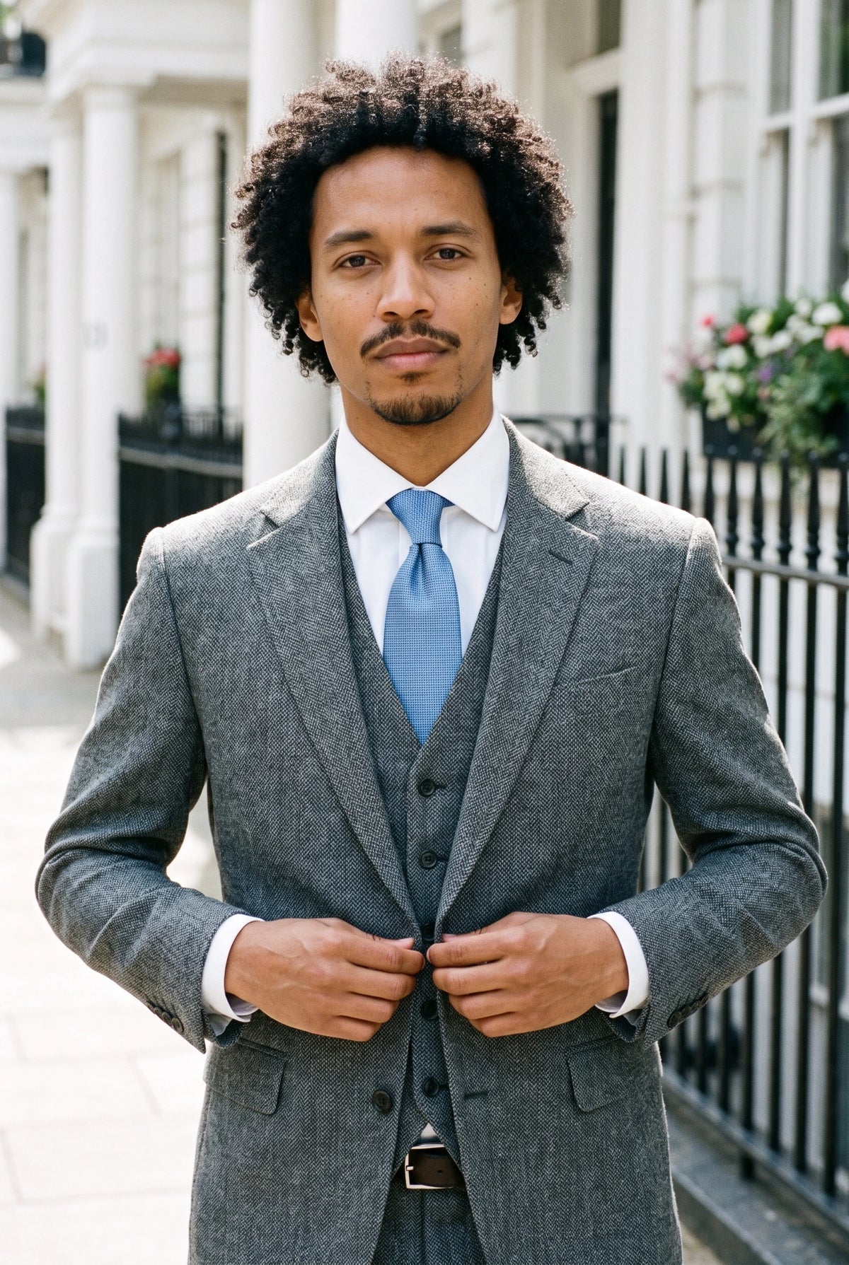 Men’s Light Blue Textured Woven Tie