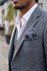 Men’s Light Blue Tweed Wool Blend Pocket Square