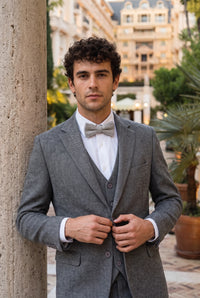 Men’s Light Grey Tweed Bow Tie